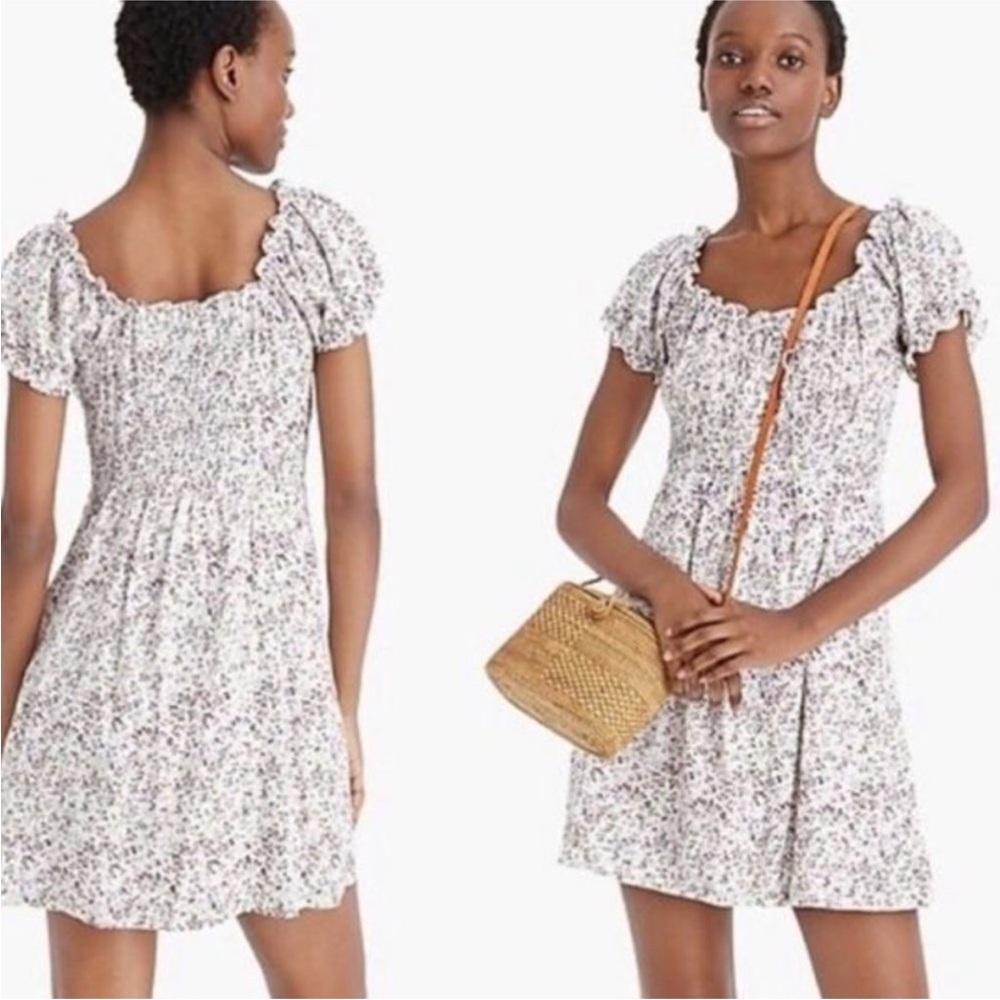 Jcrew Peasant Floral Puff Sleeve Dress Tall